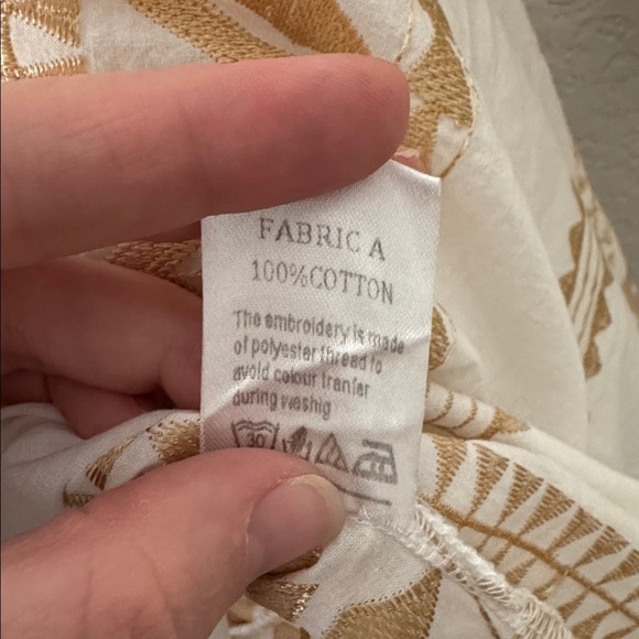 Aether Concept White Gold Embroidered Maxi Dress Geometric Tribal Greek Metallic - Picture 6 of 8